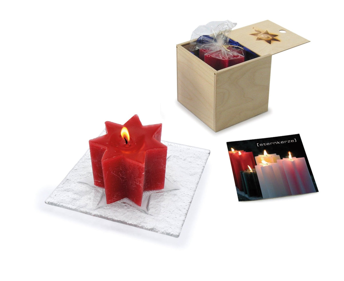 1er-Glasuntersetzer inklusive Mini-Sternkerze - Sternkerze