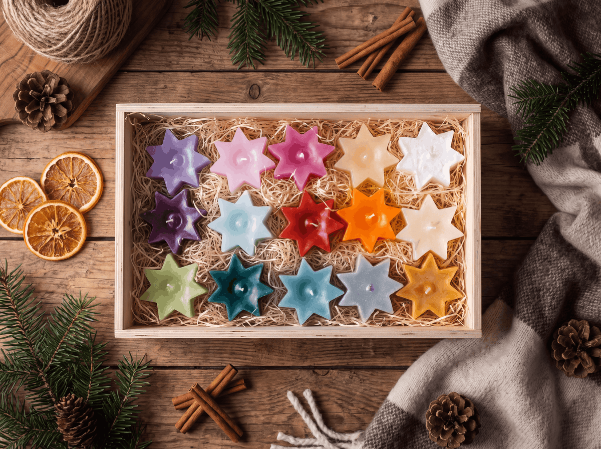 Happy New Year Box selber zusammenstellen: 15x Mini-Sternkerze
