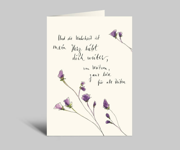 Trauerkarte | Blumen und Spruch | Klappkarte mit Umschlag - Sternkerze